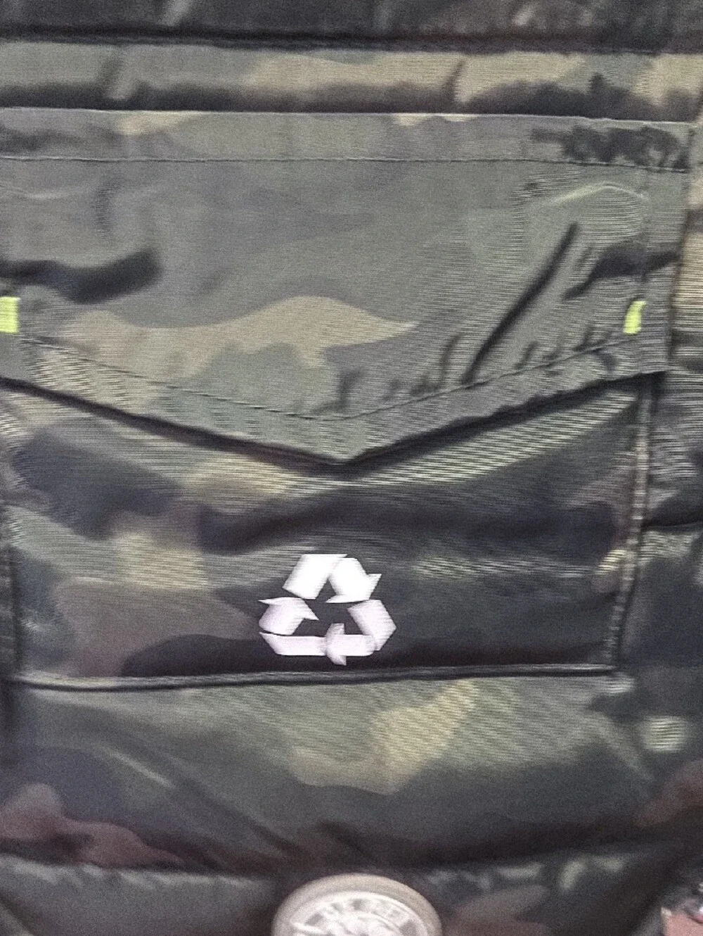 Black Camouflage Puffer Dog Coat with Green Trim